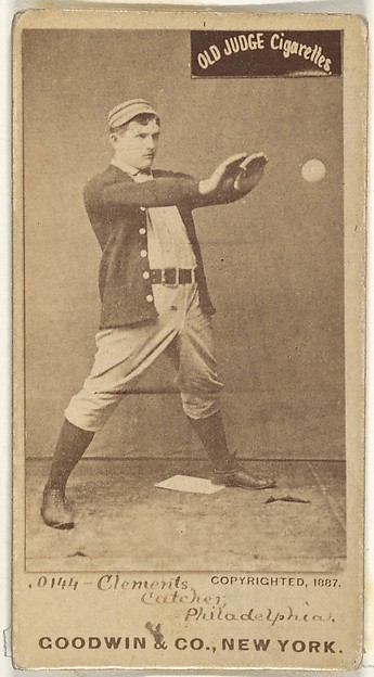 Goodwin & Company, John J. "Jack" Clements, Catcher, Philadelphia, from the Old Judge series (N172) for Old Judge Cigarettes