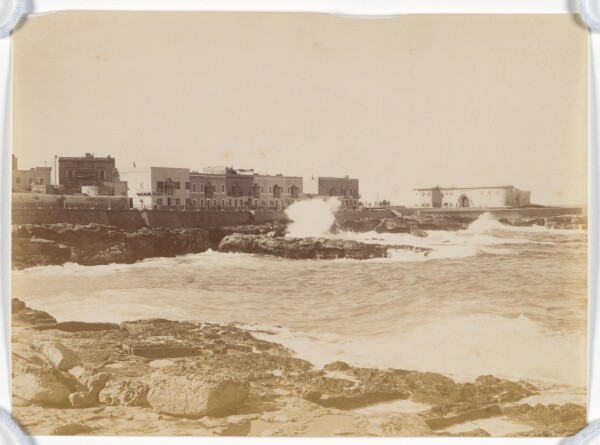 Unknown, [View of houses along the shore]
