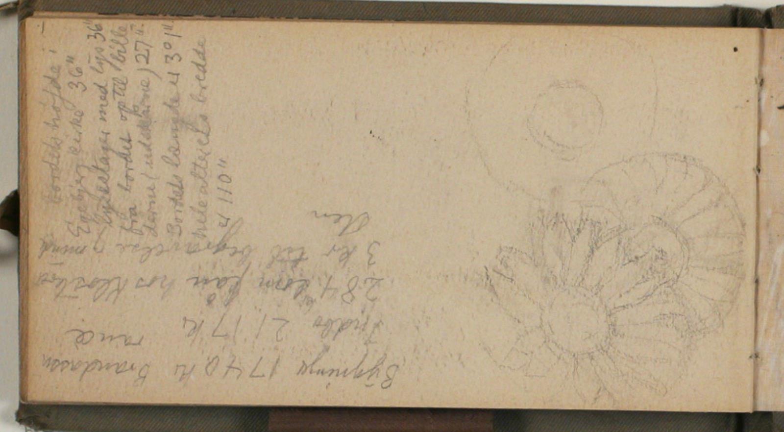 Niels Larsen Stevns, Blomsterskitser samt notater, blandt andet målangivelser til alteret i Egebjerg kirke