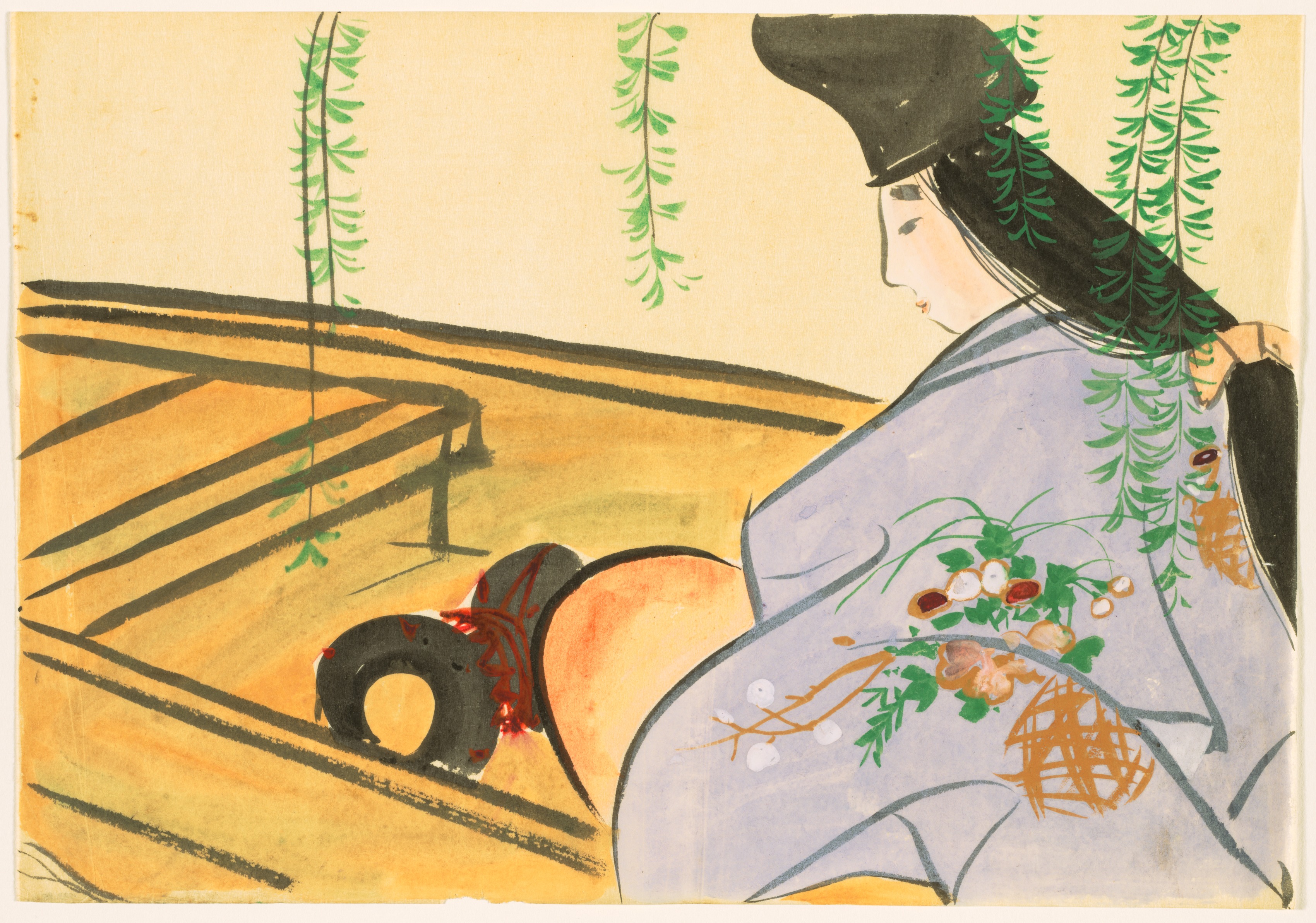 Kamisaka Sekka, Flowers of a Hundred Worlds (Momoyogusa): Asazuma in Her Boat (Asazuma-bune)