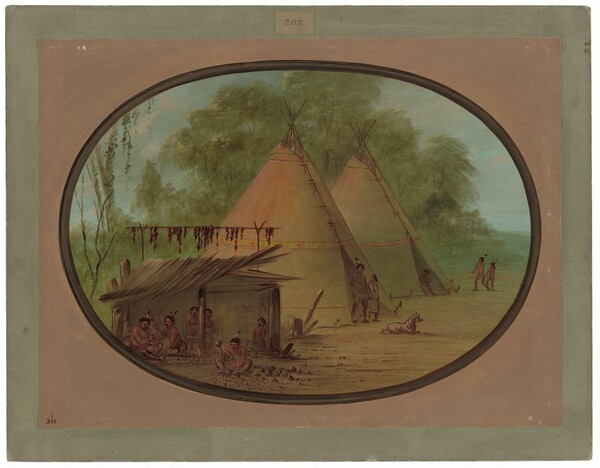 George Catlin, Making Flint Arrowheads - Apachees