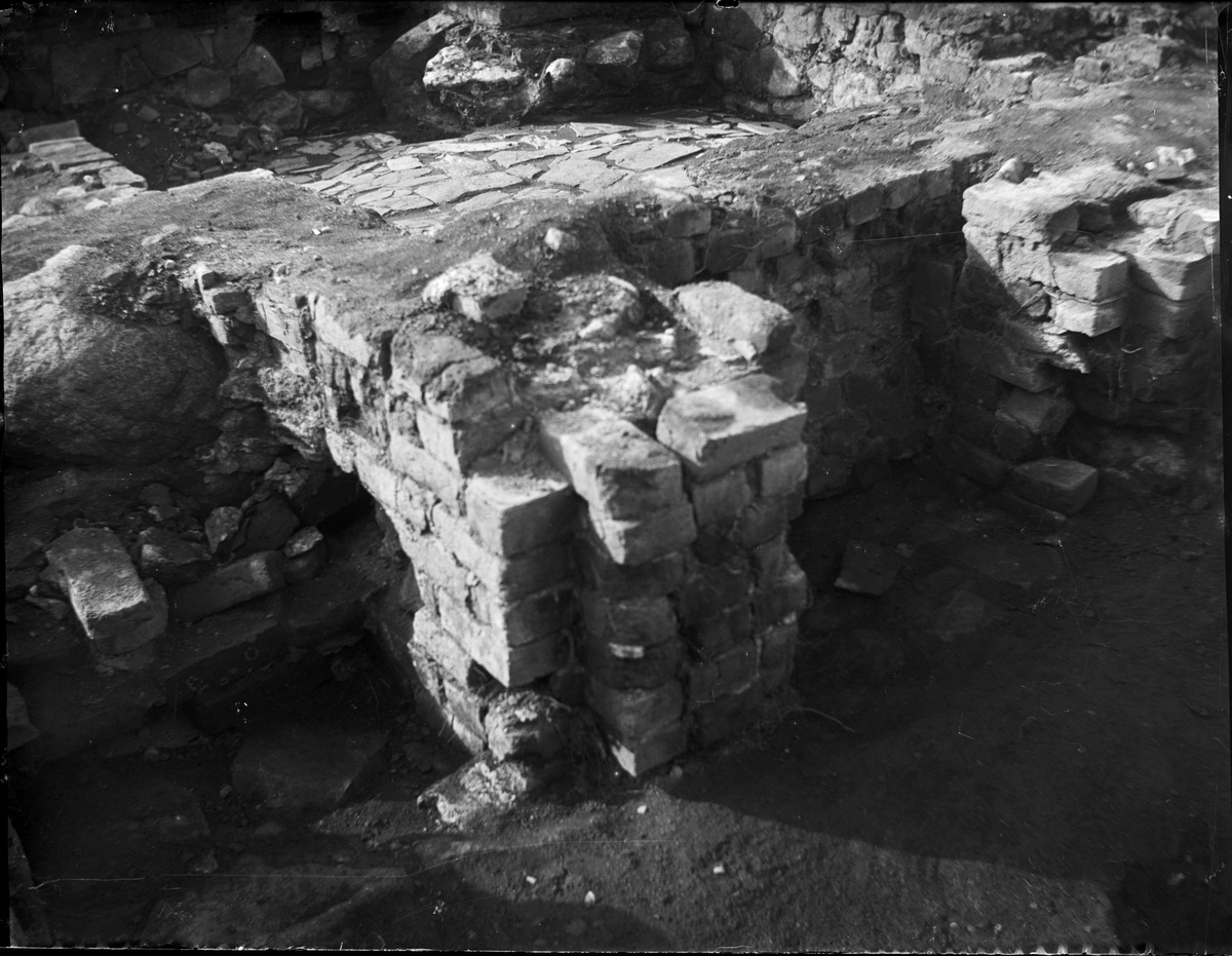 Okänd,, Archaeological excavation, amanuens room facing west, Studentholmen, Uppsala 1907