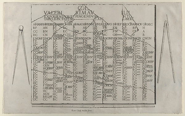 Anonymous, Tablet with Calendar from the Farnese Palace, from "Speculum Romanae Magnificentiae"