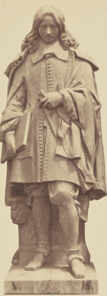 Édouard Baldus, ["Perrault", Statue by Auguste Hyacinthe Debay, Decoration of the Louvre, Paris]