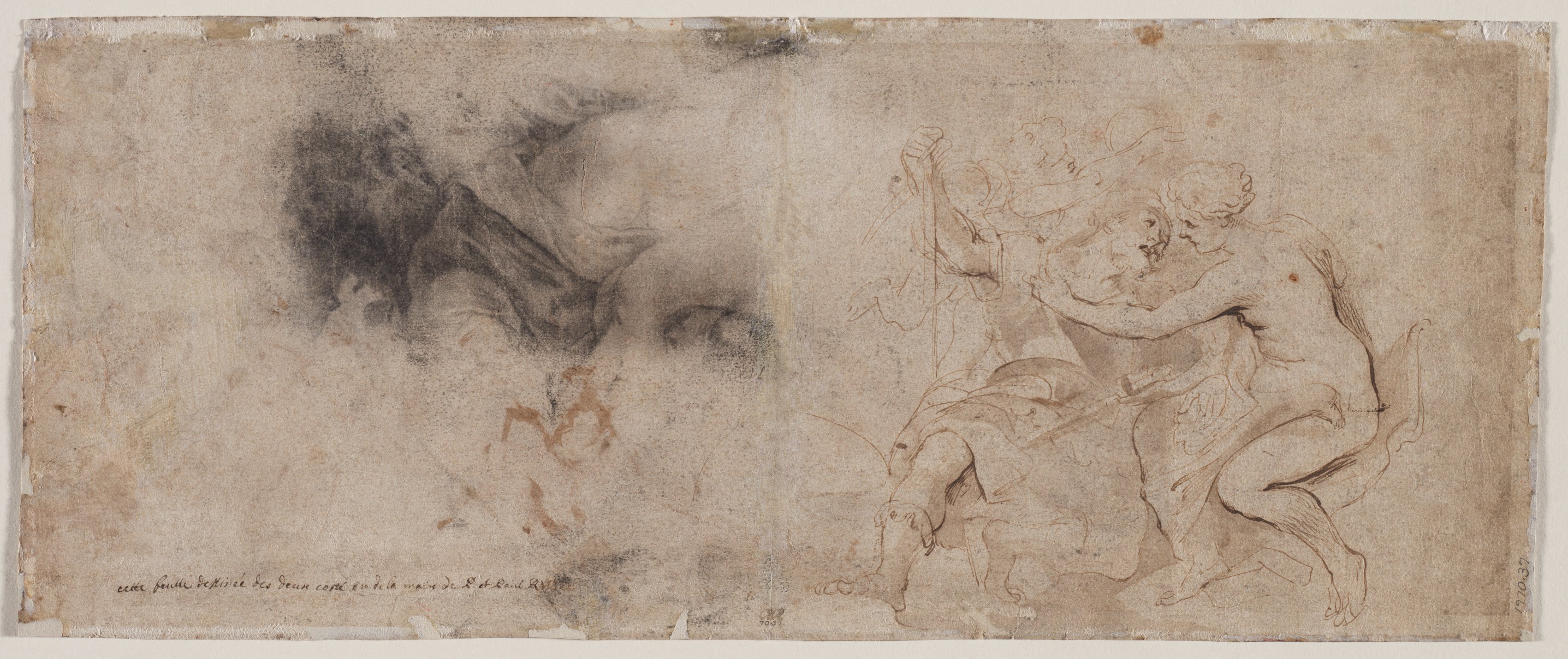 Peter Paul Rubens, Venus Disarming Mars, Drapery Study (verso)