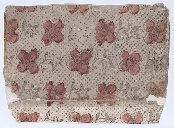 Anonymous, Sheet with overall floral and dot pattern