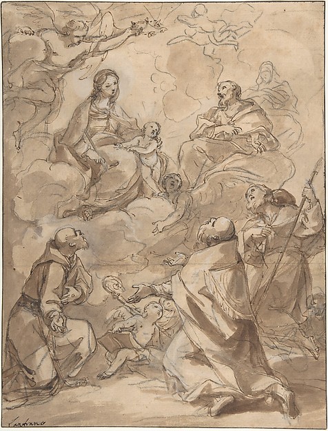 Charles Joseph Natoire, The Holy Family Appearing to St. Francis, St. Augustine, and St. Roch
