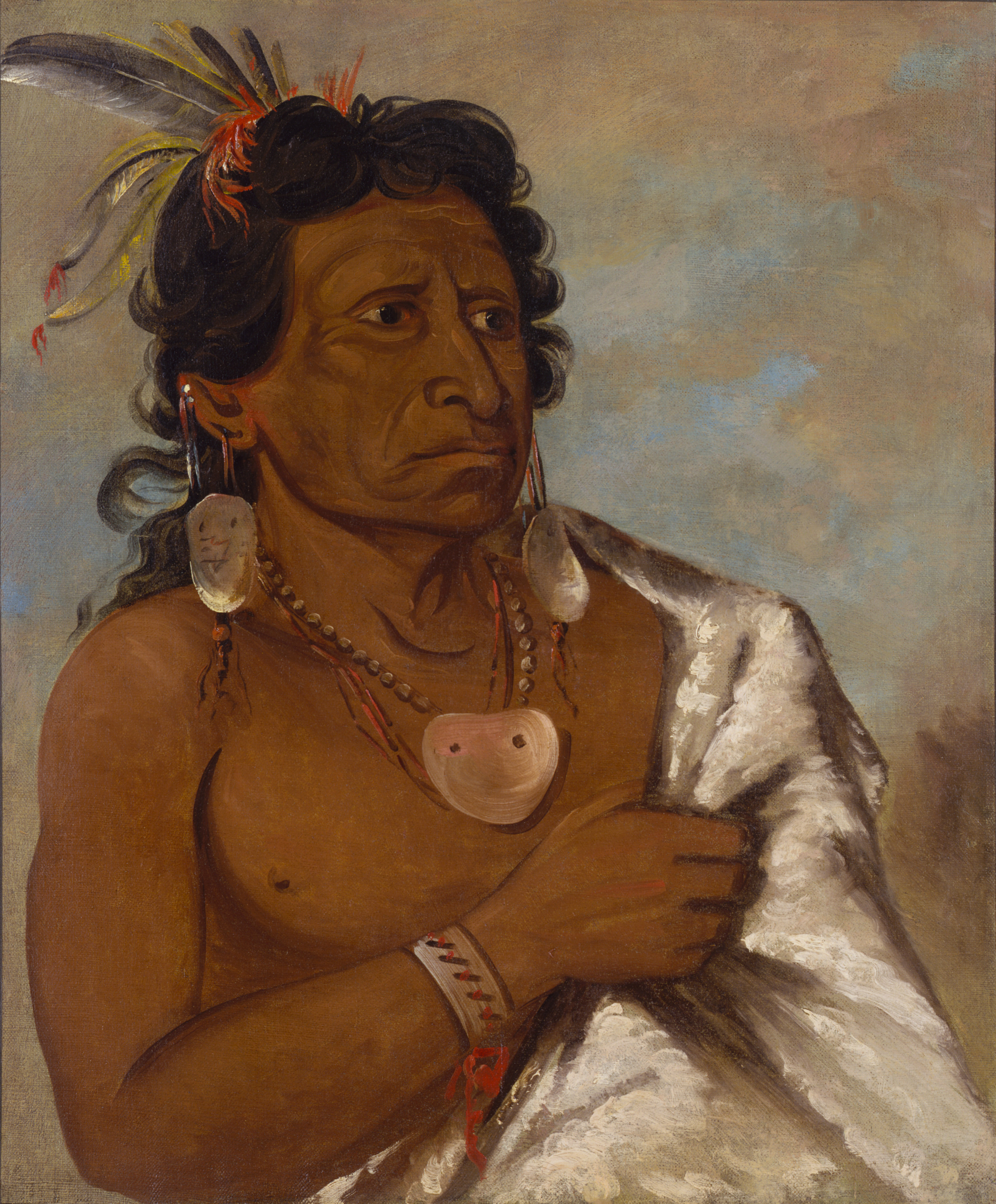 George Catlin, U'sh-ee-kitz, He Who Fights with a Feather, Chief of the Tribe