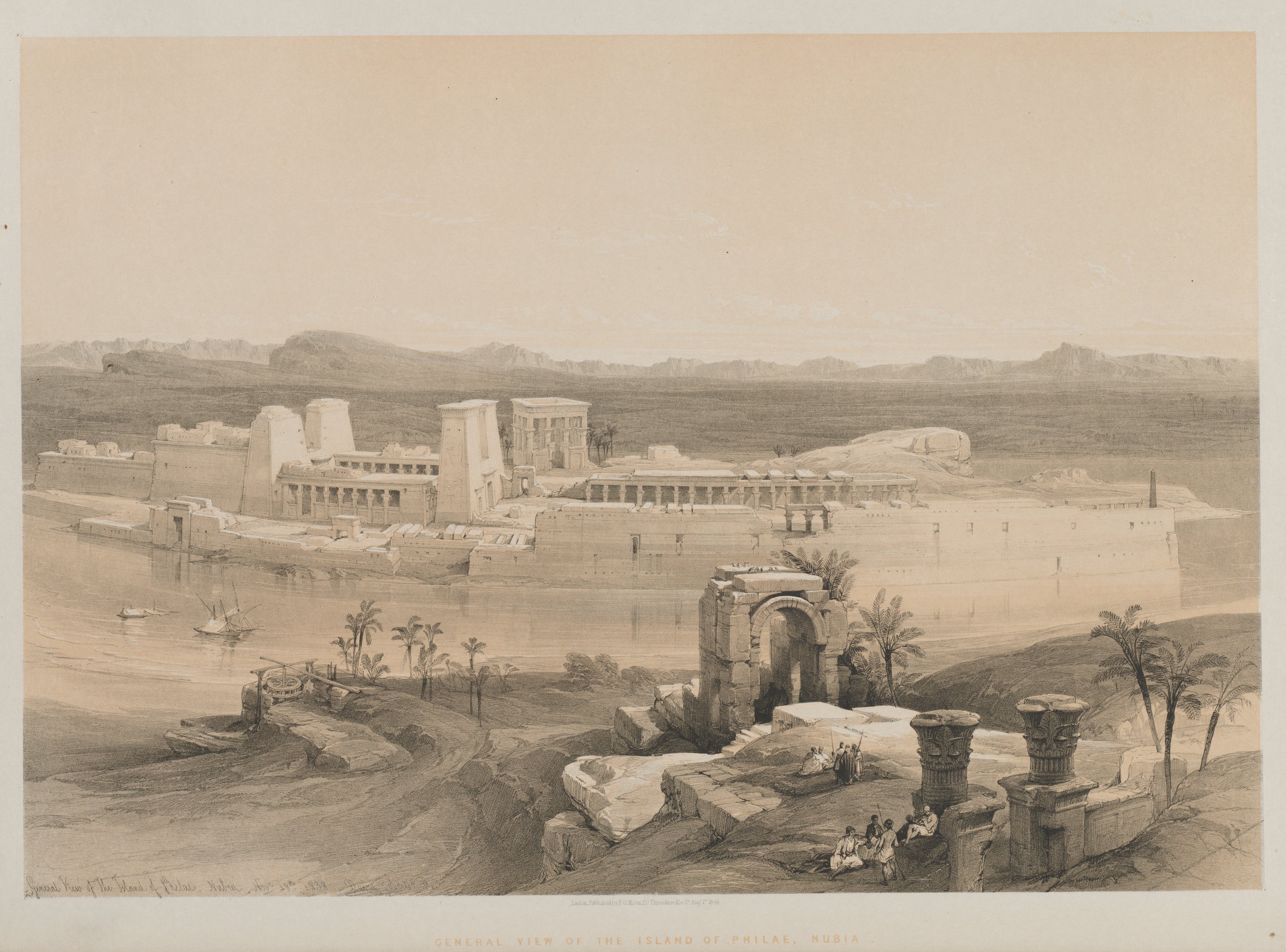 Louis Haghe, Egypt and Nubia, Volume I: General View of the Island of Philae, Nubia