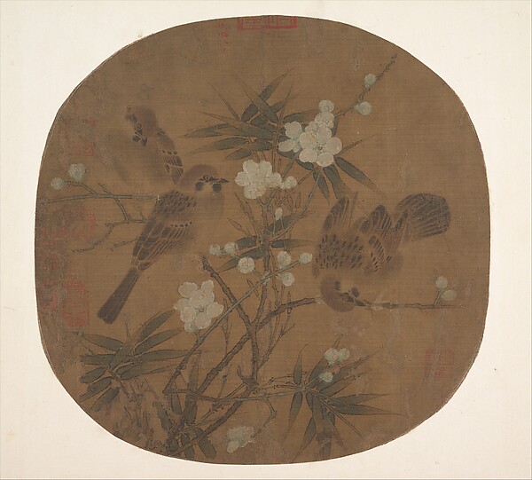 Unidentified artist, Sparrows, plum blossoms, and bamboo