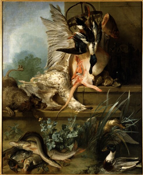 Jean-Baptiste Oudry, Stilleben med spaniel som jagar änder ("Vattnet")