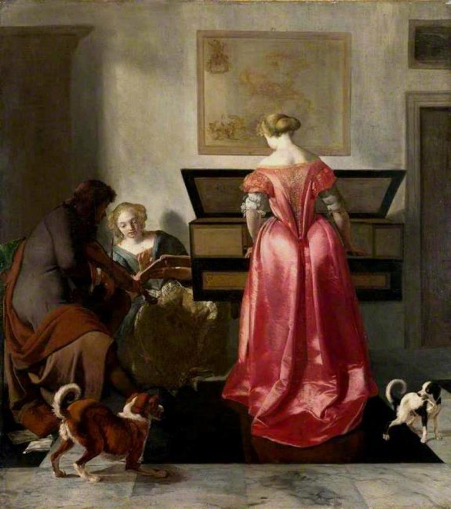 Jacob Ochtervelt, Two Women and a Man making Music