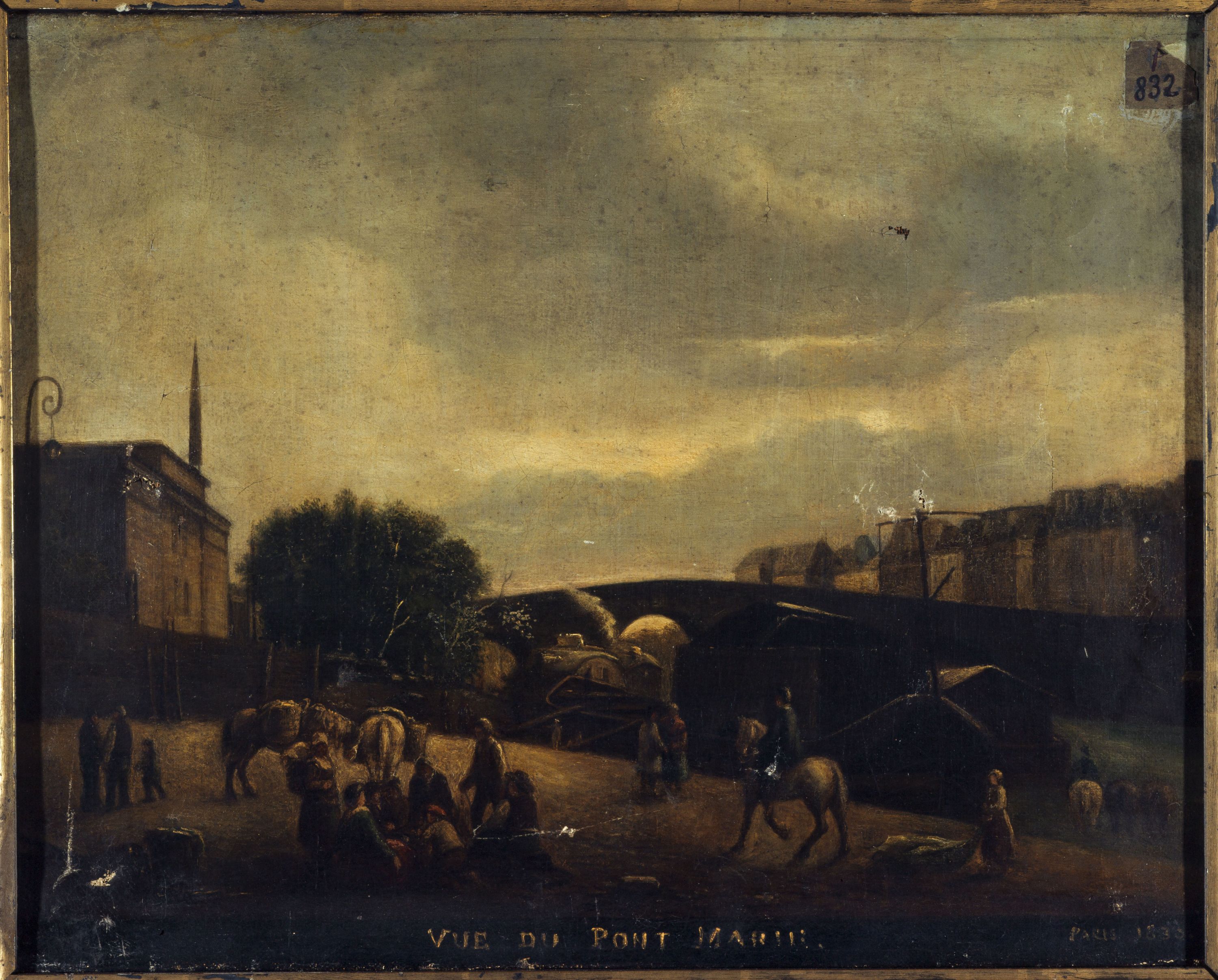 Anonyme, Le pont Marie, en 1830, actuel 1er arrondissement.