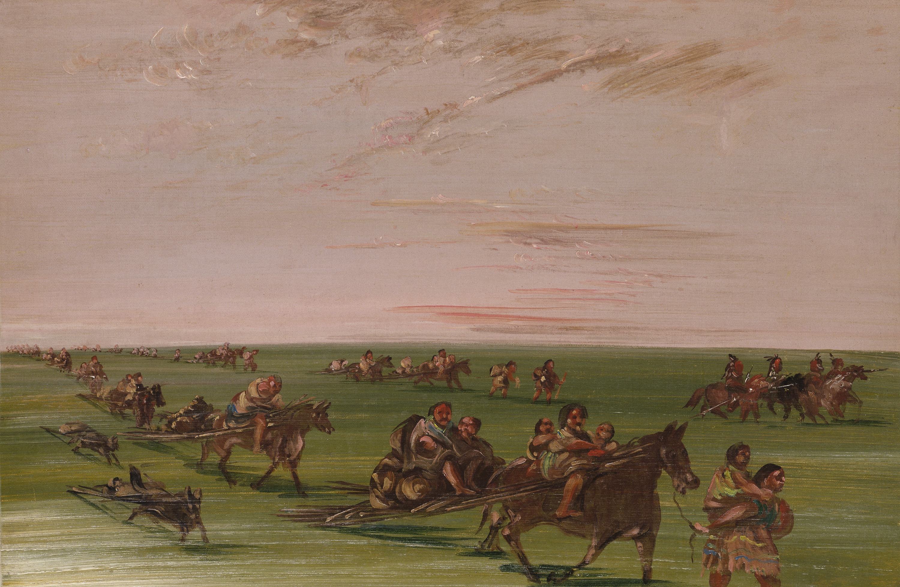 George Catlin, Band of Sioux Moving Camp