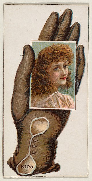 Allen & Ginter, Card Number 23, cut-out from banner advertising the Opera Gloves series (G29) for Allen & Ginter Cigarettes