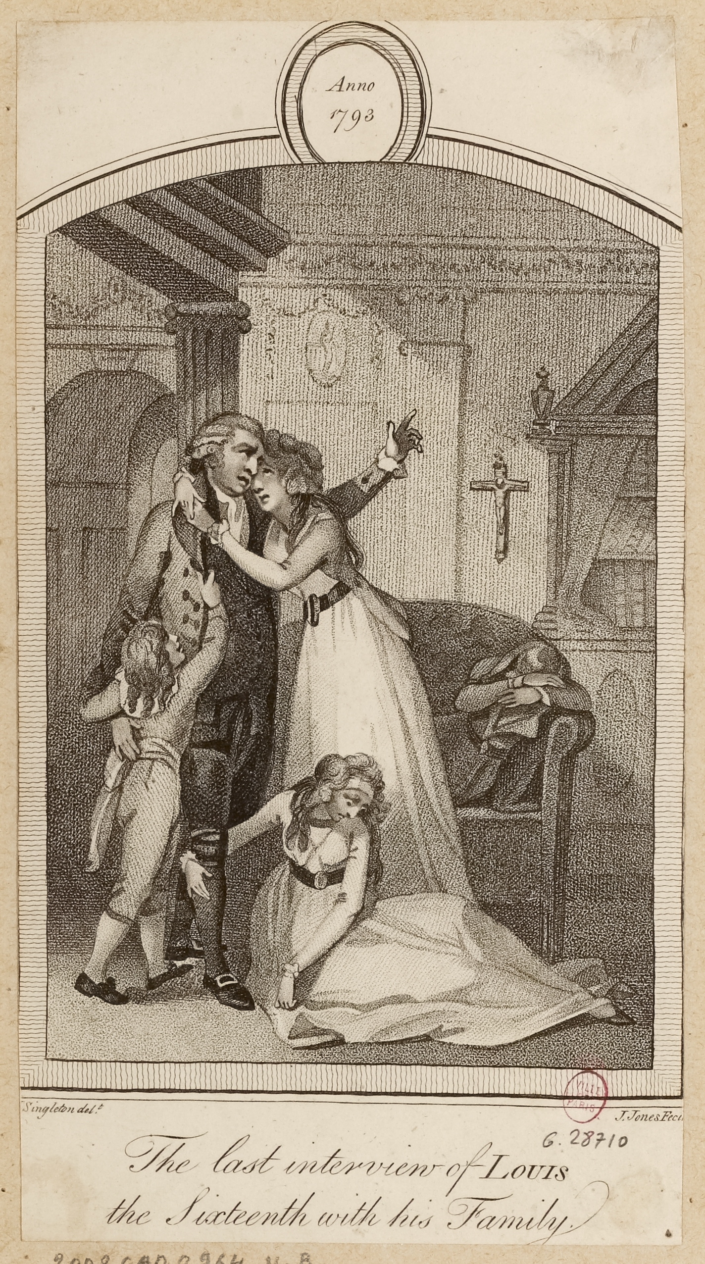 Henry Singleton, Révolution française : les adieux de Louis XVI à sa famille, le 20 janvier 1793.