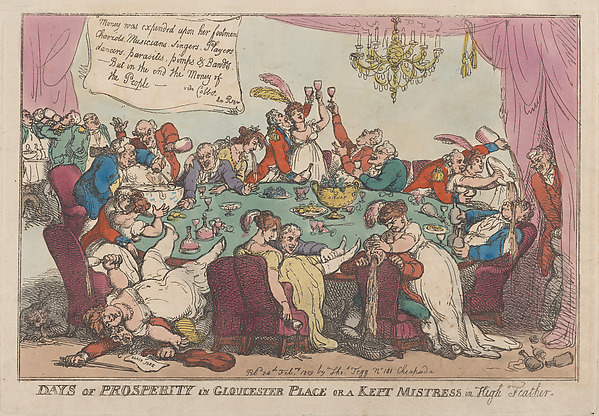 Thomas Rowlandson, Days of Prosperity in Gloucester Place or a Kept Mistress in High Feather