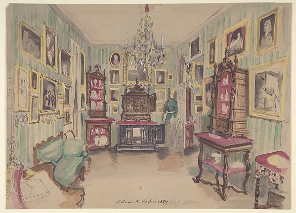 Anonymous, French, 19th century, Drawing of an Interior: Cabinet du Salon