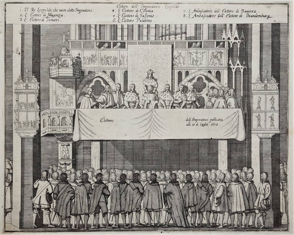 Anonym, Verkündigung der Wahl Leopolds I. zum Römisch-Deutschen Kaiser am 18. Juli 1658 in Frankfurt am Main