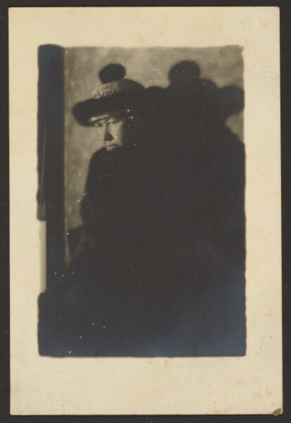 Louis Fleckenstein, [Portrait of a Woman in Pom Pom Hat with Deep Shadows]