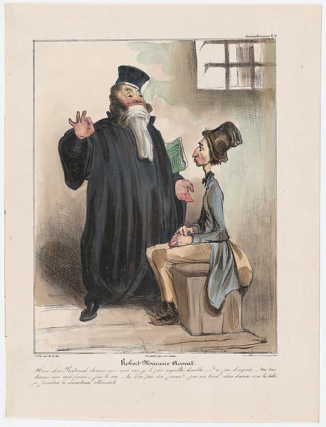 Honoré Daumier, Plate 9: Robert Macaire, barrister, from 'Caricaturana,' published in Les Robert Macaires