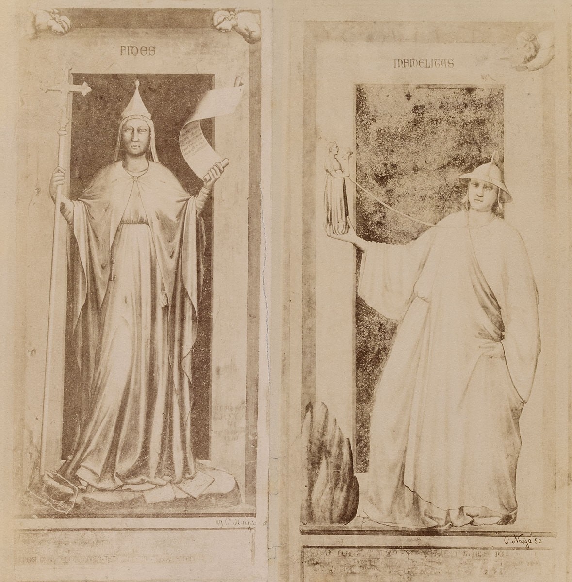 Carlo Naya, Padua - Arenakapelle: Tugenden und Laster, Iustitia und Iniustitia von Giotto