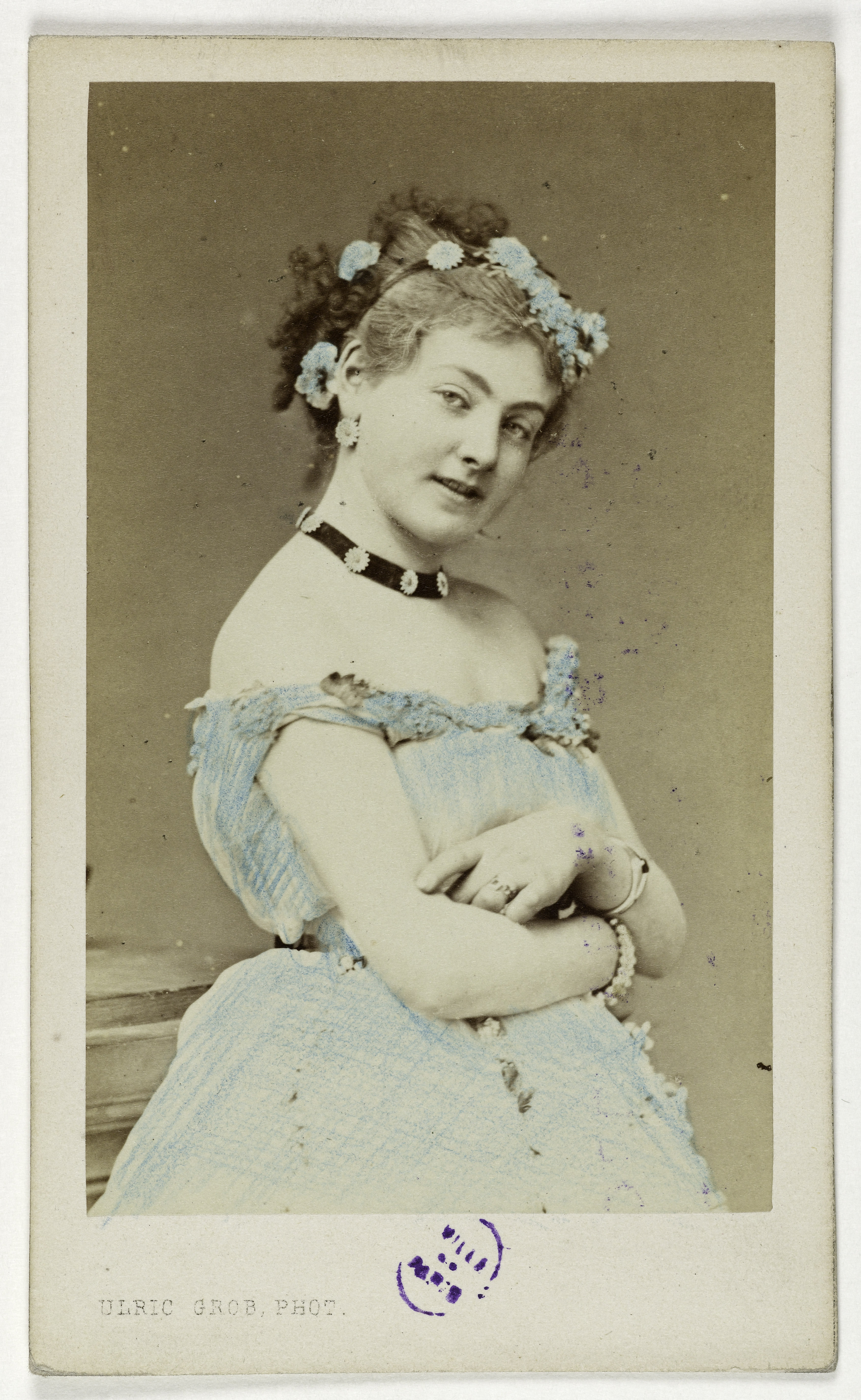 Ulric Grob, Portrait d'Elisabeth de Géraudon ou Gérandon, (dite aussi Volnay), (-1896), (actrice)
