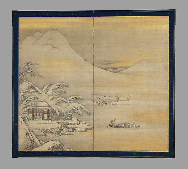 Kano Sansetsu, Wang Ziyou Visiting Dai Andao on a Snowy Evening (Ō Shiyū hō Tai Andō zu)