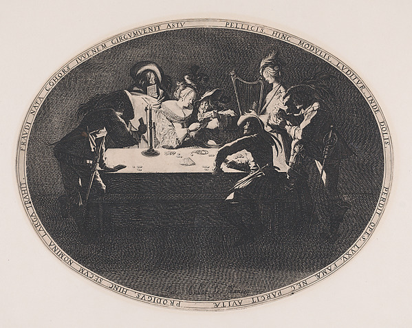 Jacques Callot, Le Brelan, pièce appelée aussi Les Joueurs de Cartes et L'Enfant Produgue Trompé par une Troupe de Filous (Three of a Kind, also called The Card Players and The Prodigal Son Tricked by a Group of Thieves)
