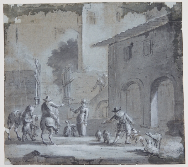 Jan Asselijn, Byscene med en åben port, figurer og dyr