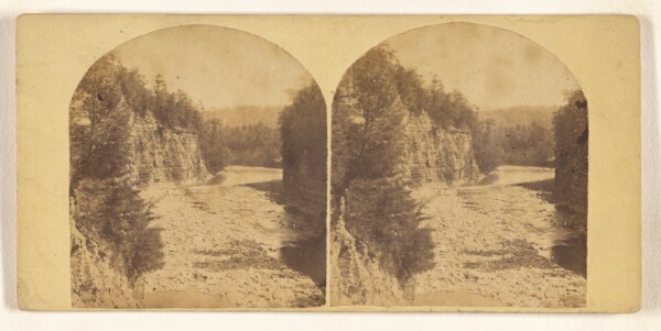 New York Stereoscopic Company, Genesee Falls, Portage, N.Y. View down the Genesee River from the Lower Fall.