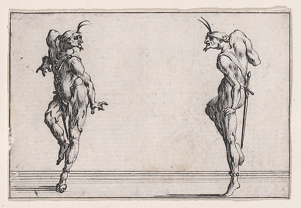 Jacques Callot, Les Deux Pantalons se Regardant (Men in Pantsuits Looking at Each Other), from "Les Caprices" Series A, The Florence Set