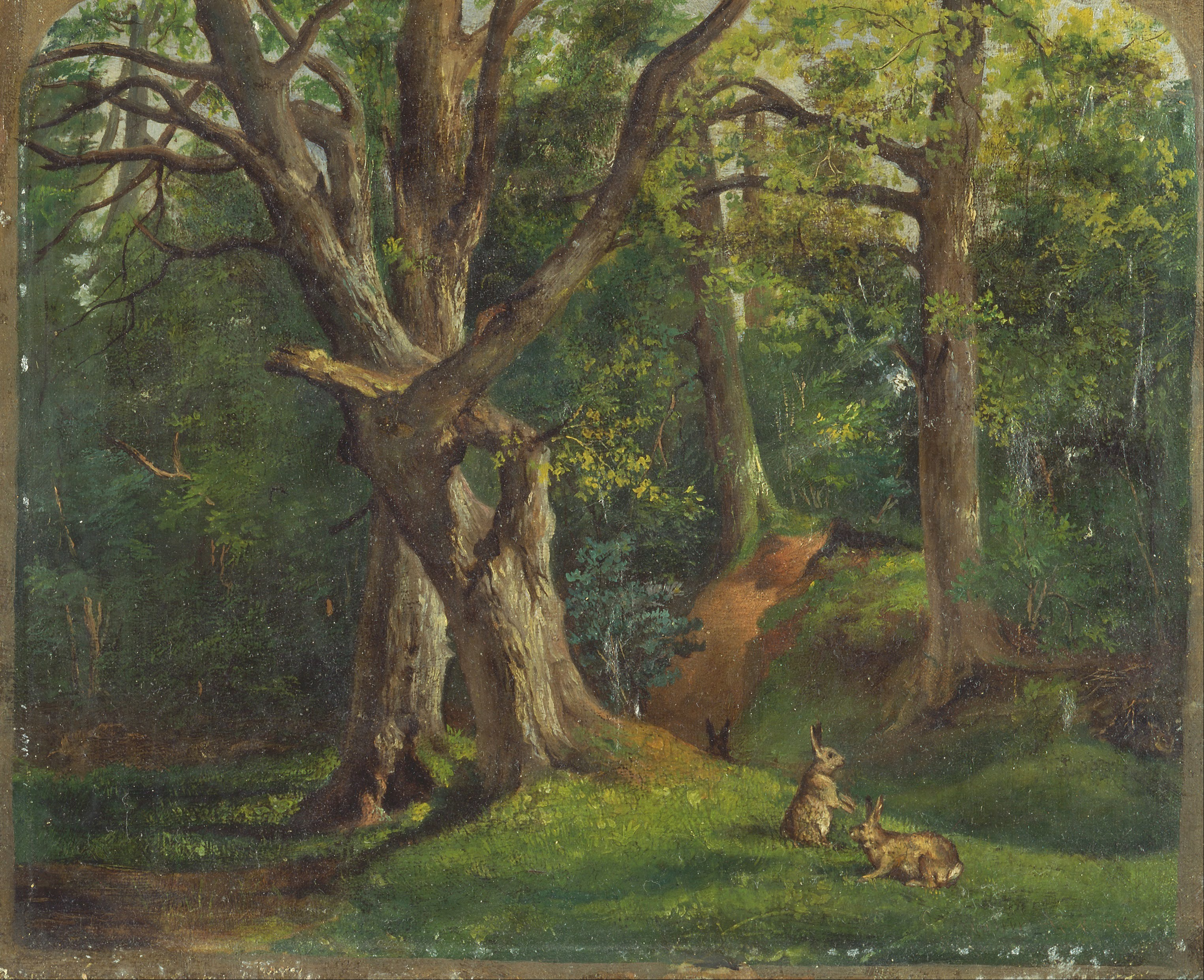 Hubert von Herkomer, Woodland scene with rabbit