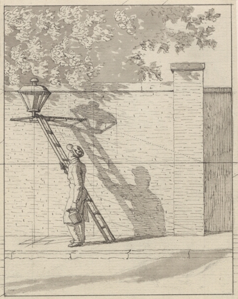 C.W. Eckersberg, Linearperspektiven anvendt paa Malerkunsten - Tavle VI. Gadelygten på parkens mur, Dagslys