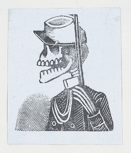 José Guadalupe Posada, Male skeleton wearing military dress (vignette for the feast of the dead)