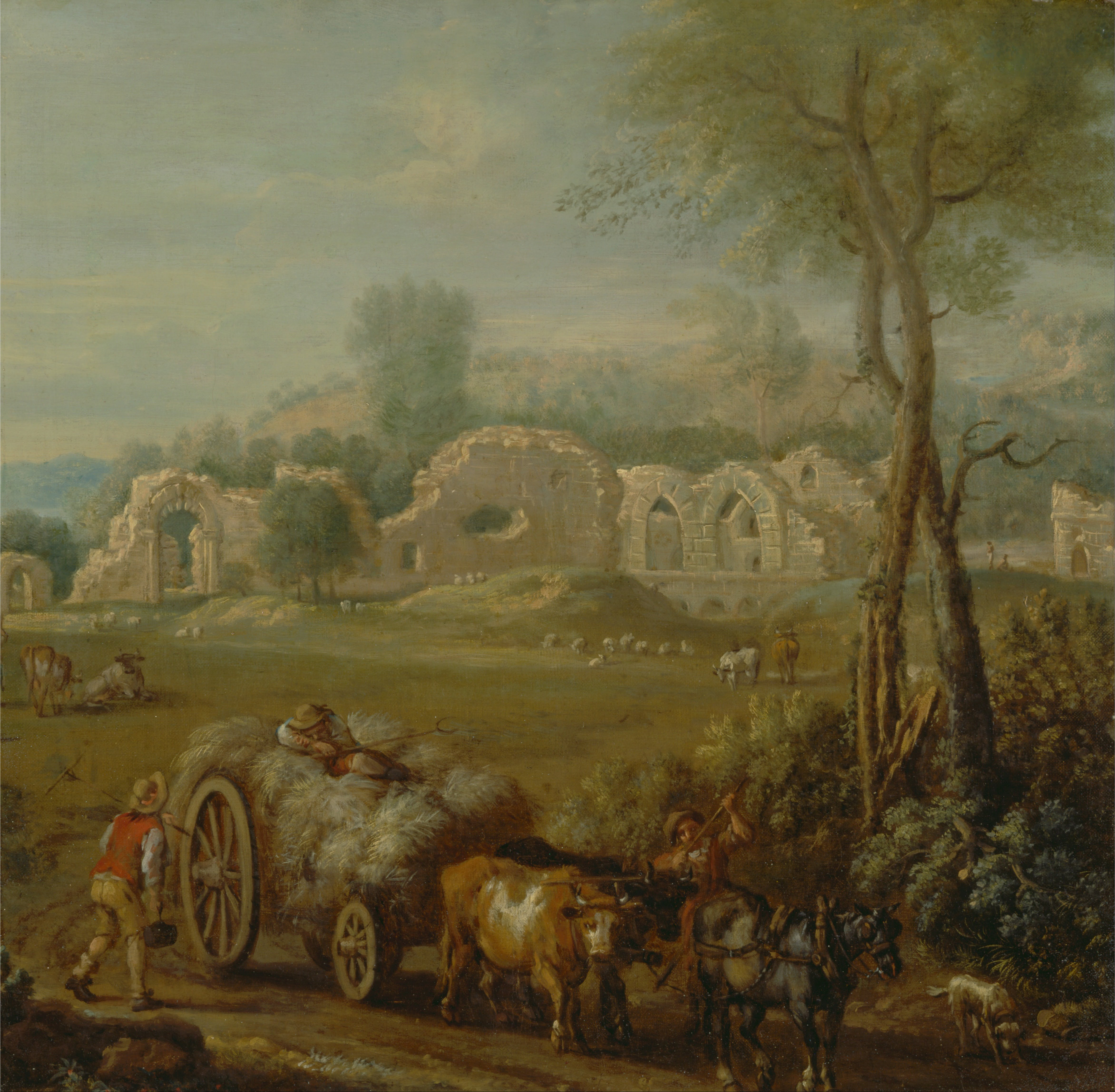 John Wootton, Haycart Passing a Ruined Abbey
