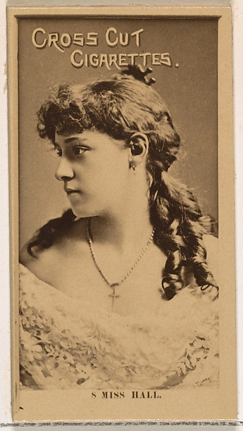 W. Duke, Sons & Co., Card Number 8, Miss Hall, from the Actors and Actresses series (N145-2) issued by Duke Sons & Co. to promote Cross Cut Cigarettes