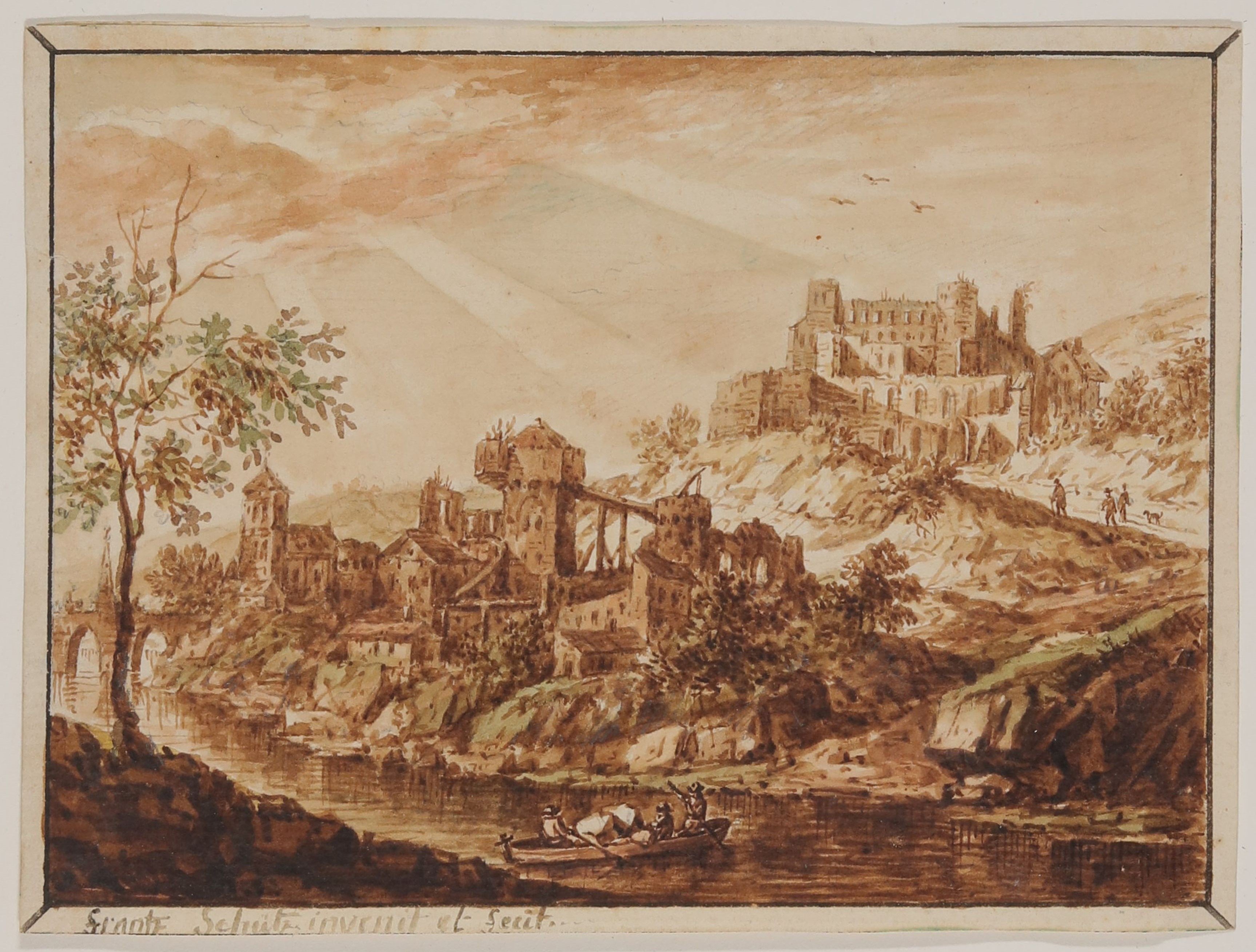 Franz Schütz, Stadt und Schlossruine am Fluss