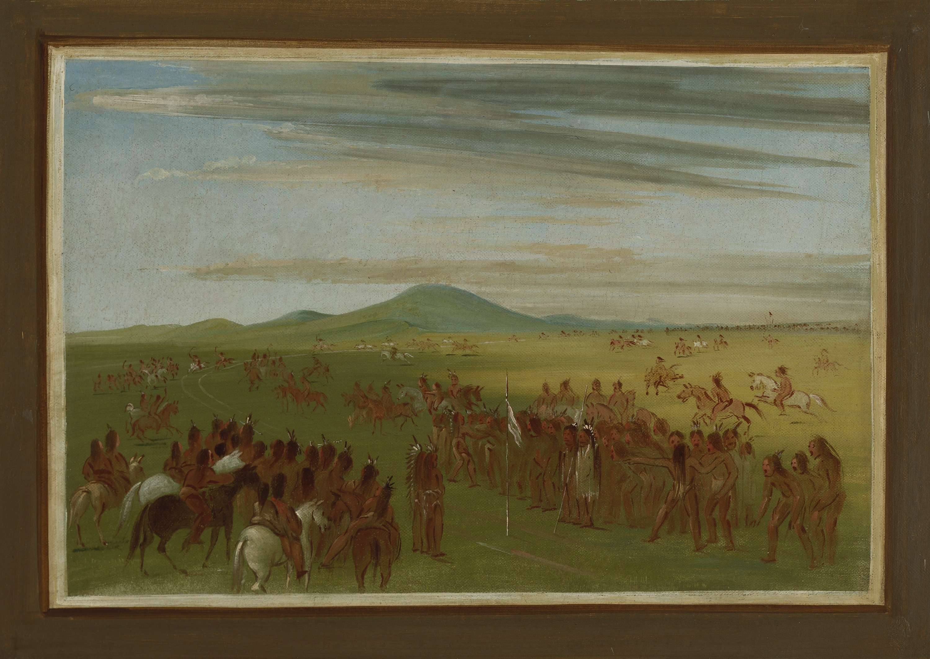 George Catlin, Horseracing on a Course Behind the Mandan Village