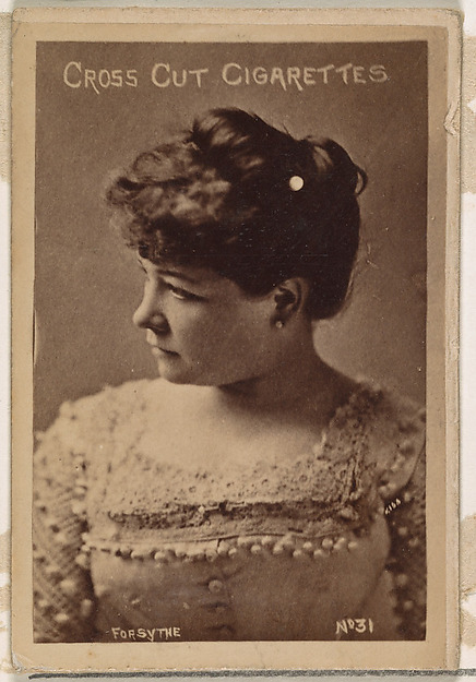 W. Duke, Sons & Co., Card Number 31, Forsythe, from the Actors and Actresses series (N145-1) issued by Duke Sons & Co. to promote Cross Cut Cigarettes