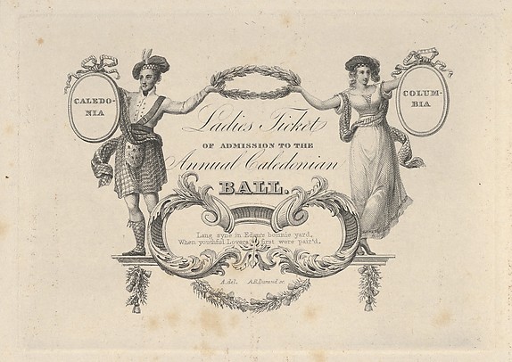 Asher Brown Durand, Ladies' Ticket of Admission to the Annual Caledonian Ball