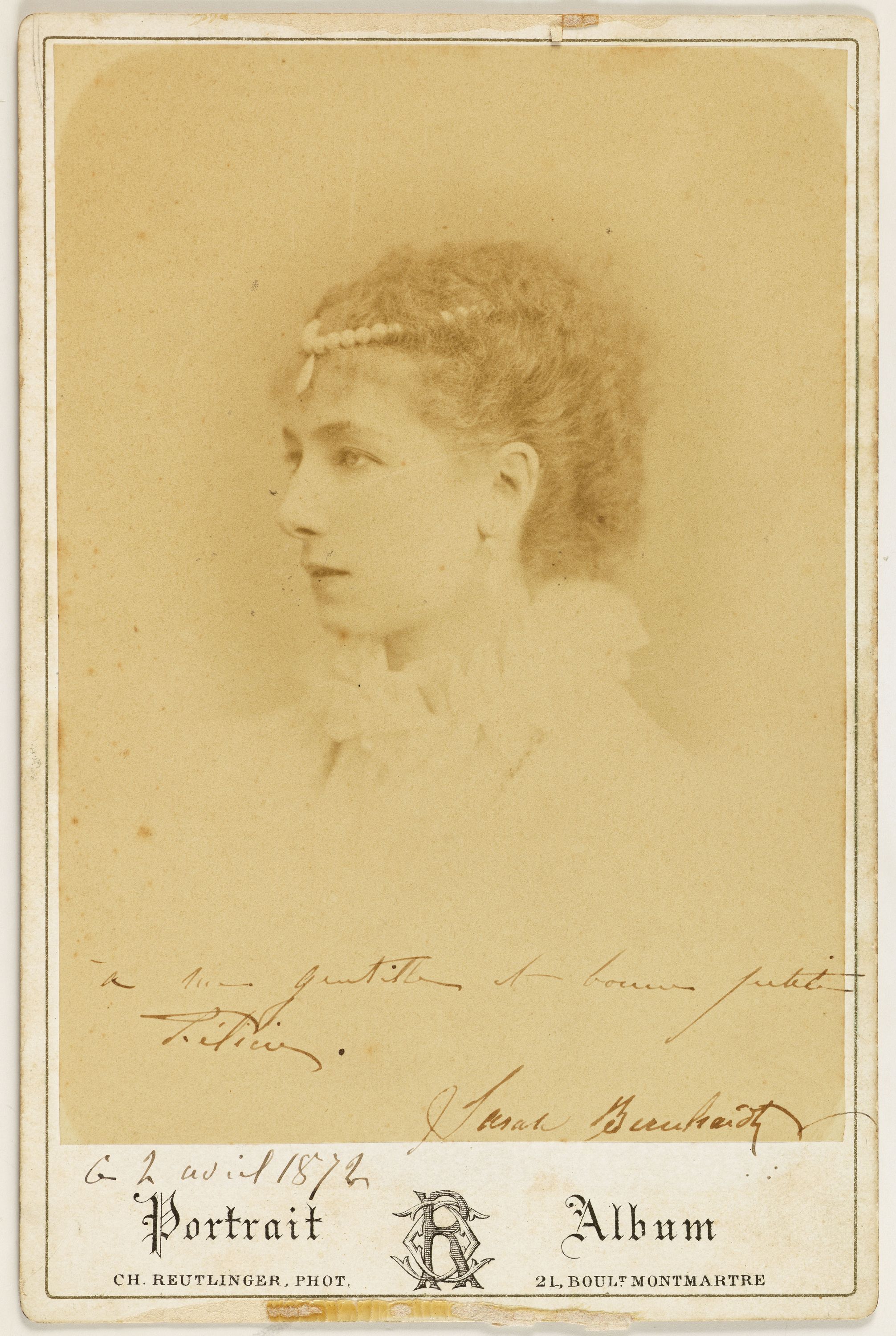 Charles Reutlinger, Portrait de Rosine Bernard, dite Sarah Bernhardt (1844-1923), actrice