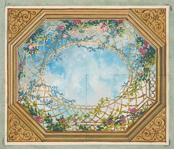 Jules-Edmond-Charles Lachaise, Design for a ceiling painted with clouds, trellises, and roses