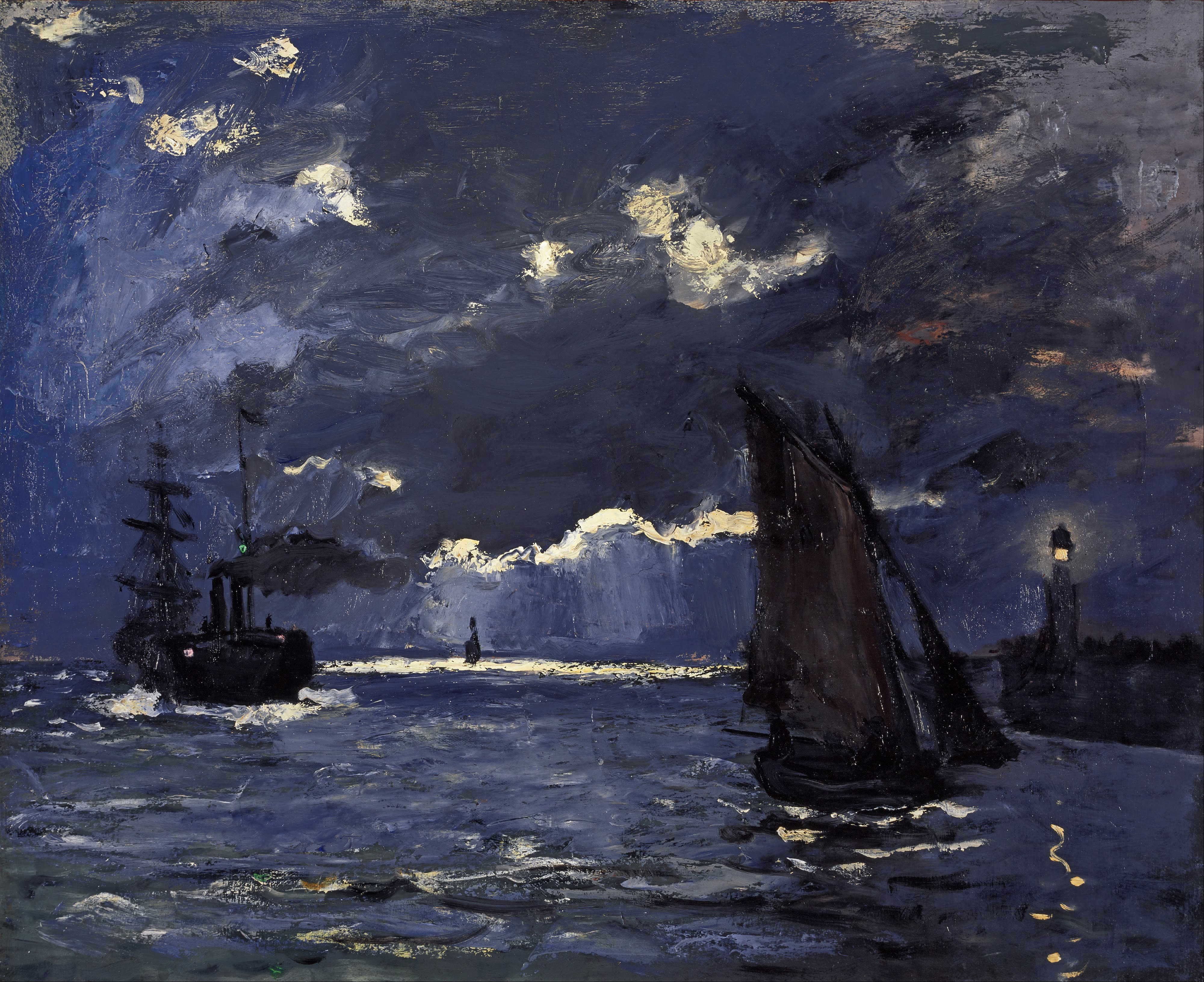 Claude Monet, A Seascape, Shipping by Moonlight