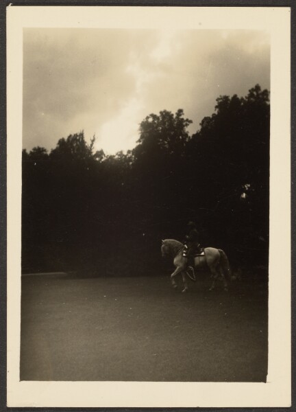 Louis Fleckenstein, [Man on Horseback with Dark Trees and Light Sky]