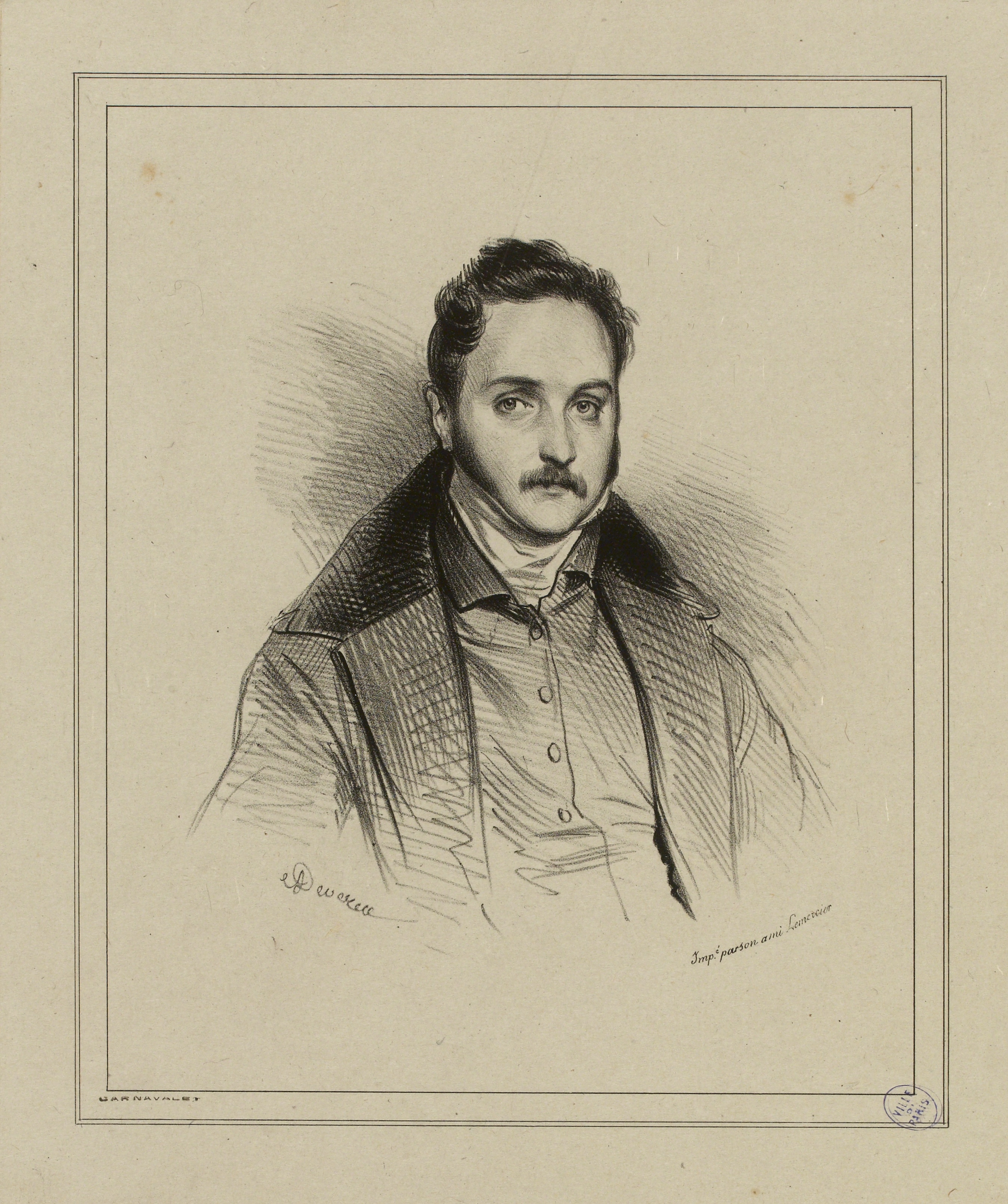 Achille Devéria, Portrait d'Henri Jeannin, éditeur d'estampe. (IFF 185)