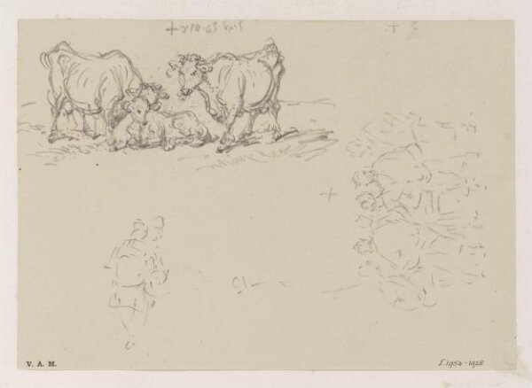 George Chinnery, Cattle, with figure sketches