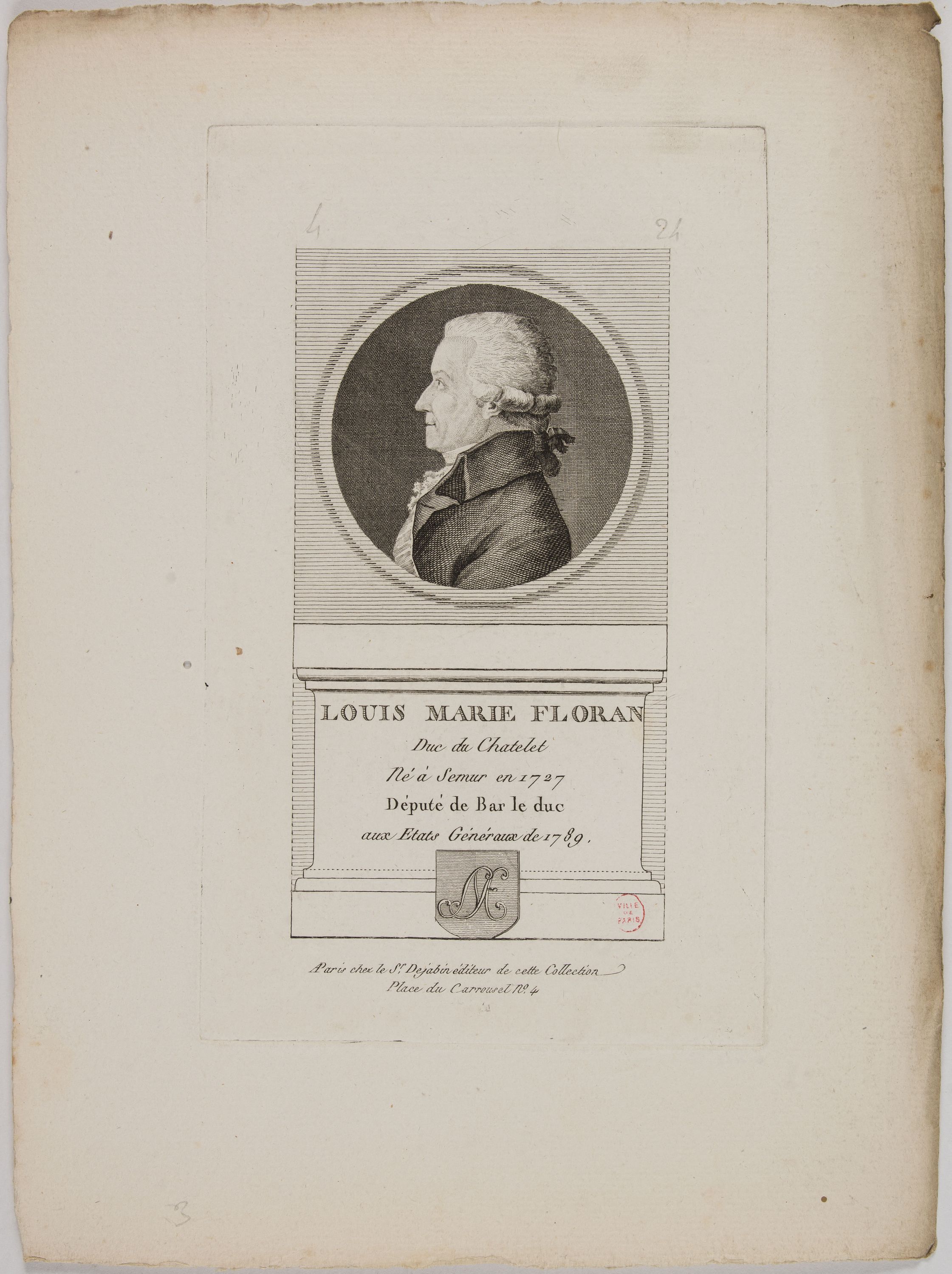 Anonyme, Portrait de Louis Marie Floran, duc du Chatelet.
