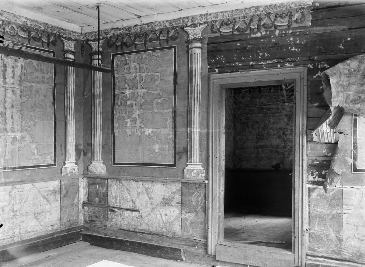 Paul Sandberg, Residential interior with wallpaper and wall decoration, Borgen, Östervåla parish, Uppland 1931