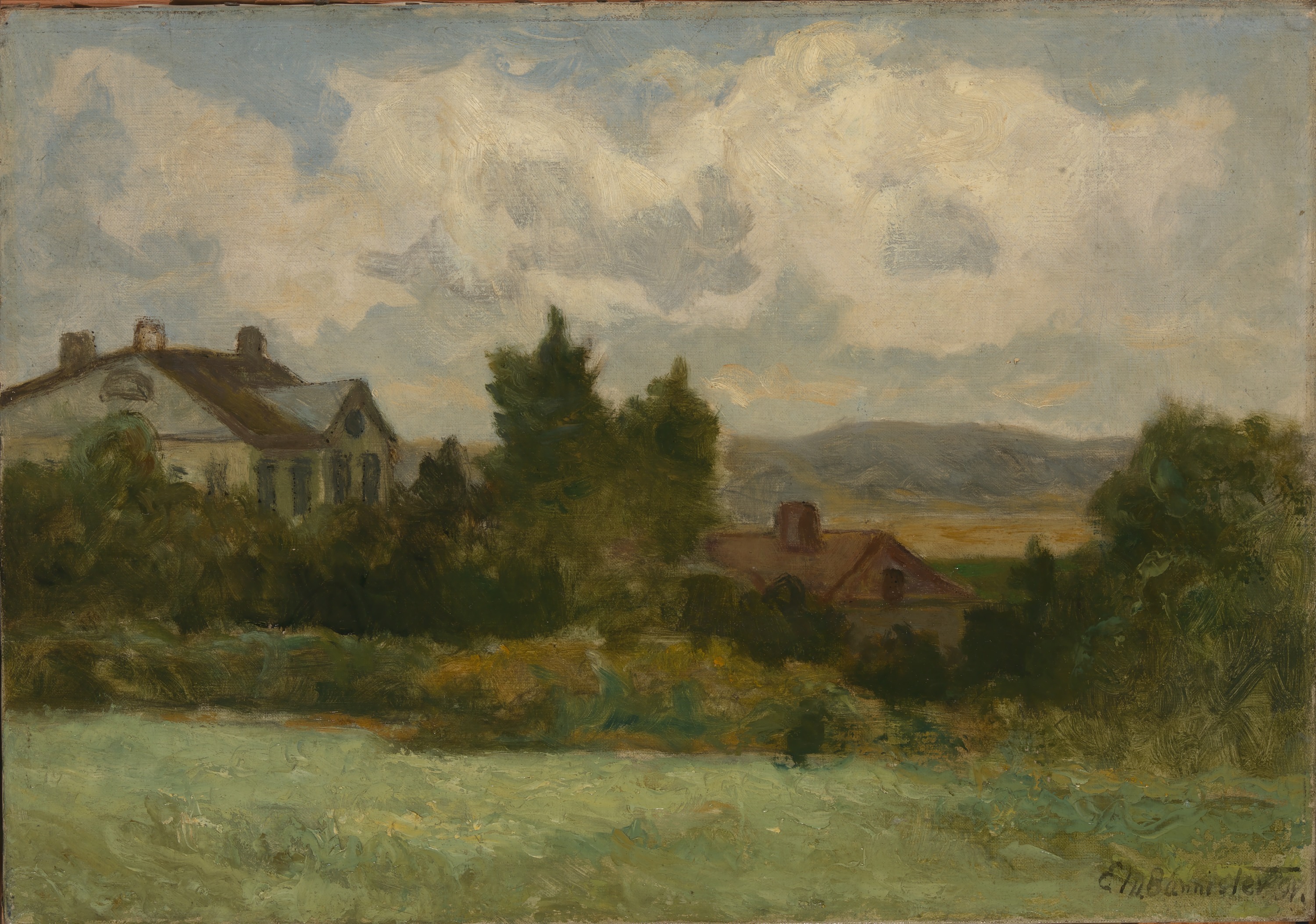 Edward Mitchell Bannister, Untitled (houses and trees)